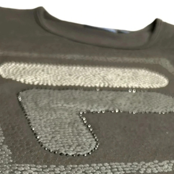 Y2K  vintage FILA  XS  fitted t shirt , NWT ,Black,beaded logo,large print - Picture 8 of 11